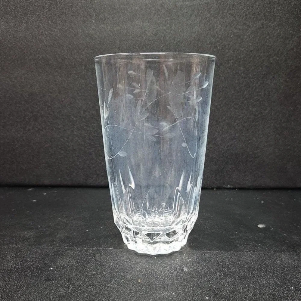 Princess House Heritage Tumbler, Vtg Etched Floral Glass, Replacement Drinkware‎